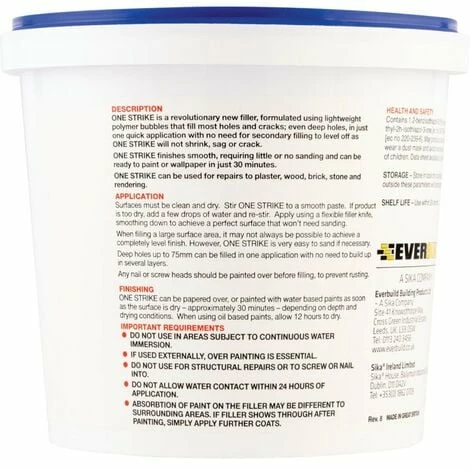 Everbuild One Strike Lightweight Filler 1L Everbuild One Strike Lightweight Filler 1L -EVERBUILD Shop 13838262 2