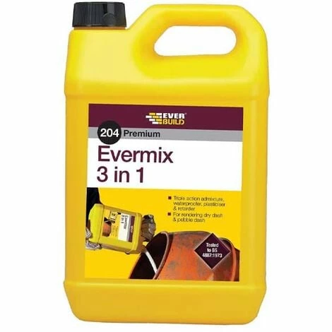 EVERBUILD 204 EVERMIX 3 IN 1 TRIPLE ACTION ADMIX 5 LITRE PLASTICISER ADMIXTURE EVERBUILD 204 EVERMIX 3 IN 1 TRIPLE ACTION ADMIX 5 LITRE PLASTICISER ADMIXTURE -EVERBUILD Shop 24121915 1
