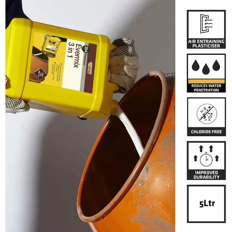 EVERBUILD 204 EVERMIX 3 IN 1 TRIPLE ACTION ADMIX 5 LITRE PLASTICISER ADMIXTURE EVERBUILD 204 EVERMIX 3 IN 1 TRIPLE ACTION ADMIX 5 LITRE PLASTICISER ADMIXTURE -EVERBUILD Shop 24121915 2