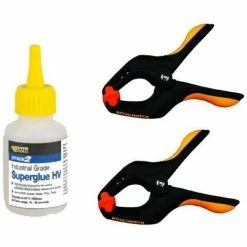 Everbuild Industrial Superglue HV 50grm Size Cartridge With 50mm Hand Clamps