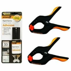 Everbuild Stick 2 Rapid Epoxy Syringe 24ml Size With 50mm Hand Clamps