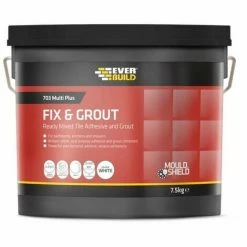 Everbuild 703 Fix & Grout Ready Mixed Tile Adhesive White 5L (7.5Kg)