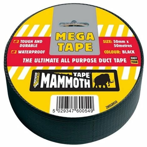 Everbuild Mega All Purpose Tape Black 50mm x 50m Everbuild Mega All Purpose Tape Black 50mm X 50m -EVERBUILD Shop 35364920 1