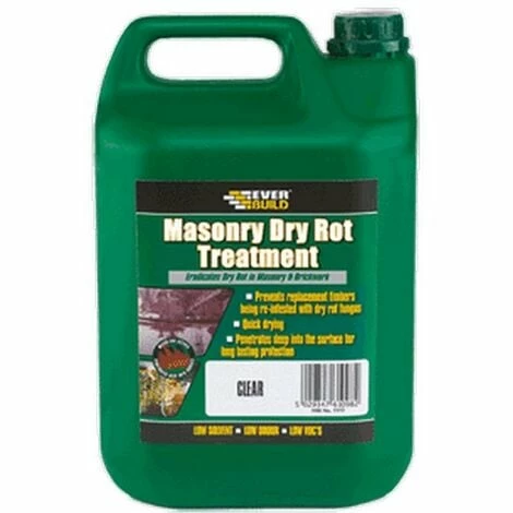 Everbuild Masonry Dry Rot Treatment Clear 5L 1 Everbuild Masonry Dry Rot Treatment Clear 5L