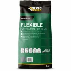 Everbuild 730 Flexible Hygenic Wall & Floor Tile Grout Anthacite 5Kg