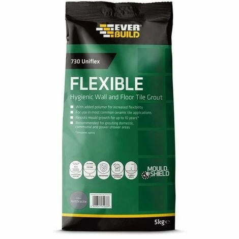 Everbuild 730 Flexible Hygenic Wall & Floor Tile Grout Anthacite 5Kg 3 Everbuild 730 Flexible Hygenic Wall & Floor Tile Grout Anthacite 5Kg