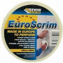 EVERBUILD Euro Scrim 100mm X 90M Super Strong Self Adhesive Drywall Plaster Plasterers Tape