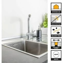 Everbuild White Bath & Kitchen Silicone Sealant WaterProof Mould Resistant 290ml -EVERBUILD Shop 64694760 2